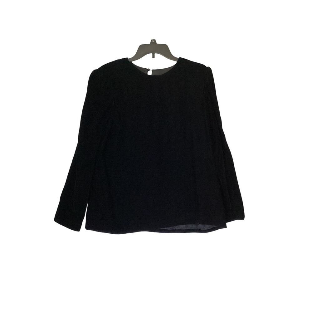 0002 NWT Albert Paul Black Velvet Blouse Padded Shoulders Size 14